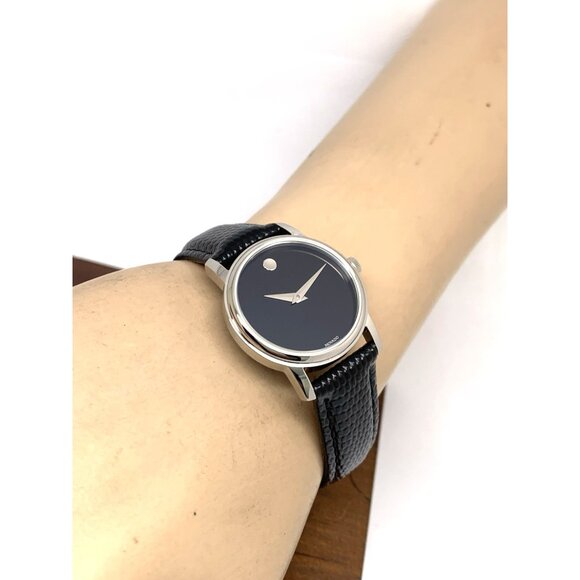 Movado Women\'s Watch 2100004 Museum Swiss Quartz Black Dial Leather Strap 27mm main image 11
